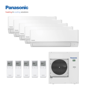 Panasonic multi-split airco CU-5Z90TBE wandunits 5x CS-TZ20ZKEW