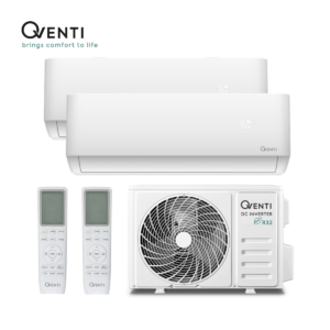 Qventi duo-split airco SAC18MRW-2 ODU 5,2kW wandunits 2x SAC9MRW 2,6kW